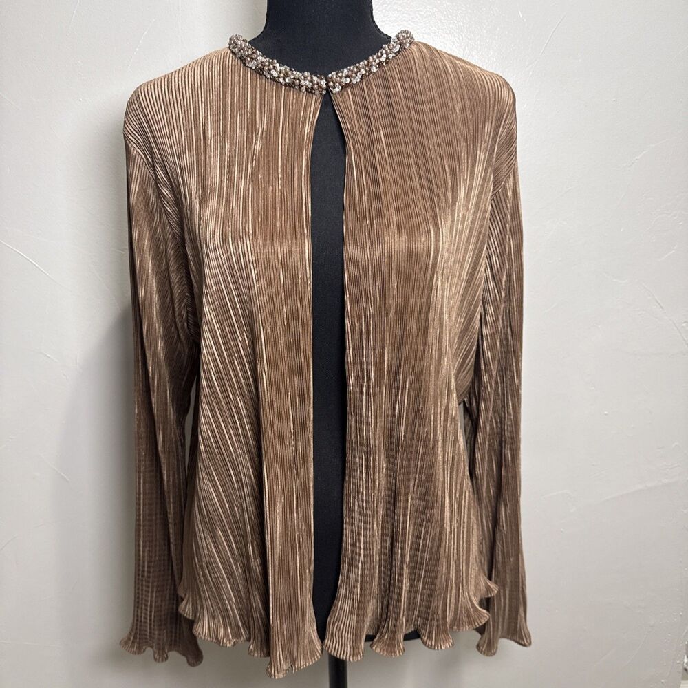 Cachet Brown Shimmer Jacket Beaded Neckline Women's Size 10 Y2K Formal